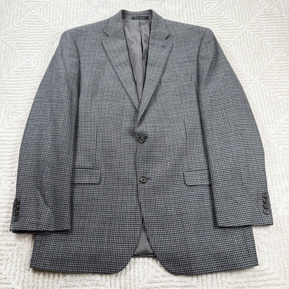 Lauren Ralph Lauren Blazer Mens 44L Houndstooth Wool Sport Coat Work Office Date